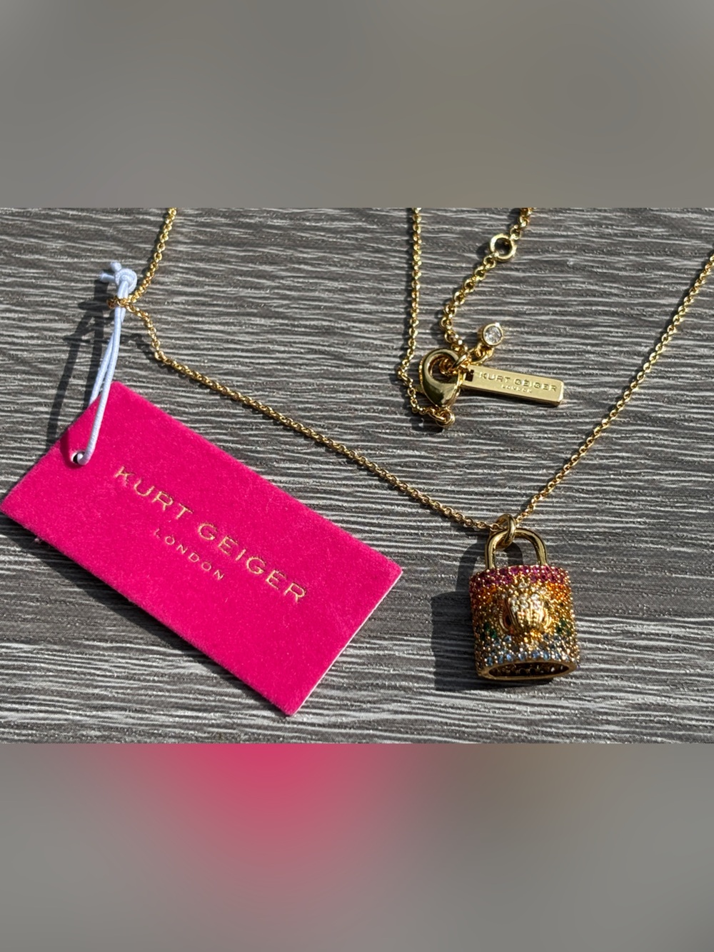 Kurt Geiger Crystal Padlock Necklace